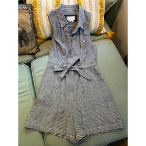 Women's Anthropologie Blue and White Striped Sleeveless Romper Size 2